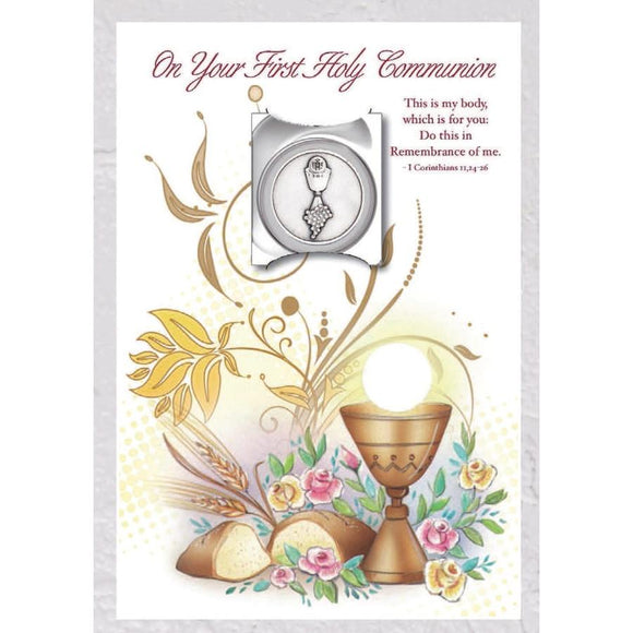 First Communion Card with removable token