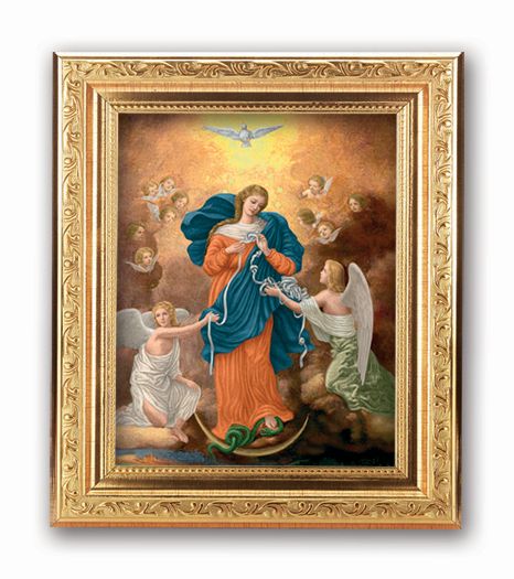 OUR LADY UNTIER OF KNOTS IN ANTIQUE GOLD FRAME