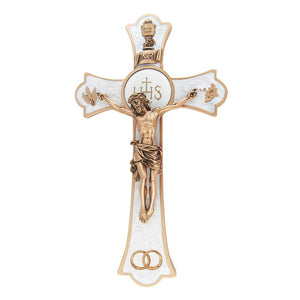 CRUCIFIX--8" Wedding Holy Mass Crucifix - White
