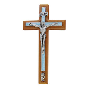 CRUCIFIX--10" Crucifix with Baby Boy - Blue
