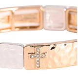 Stretch Bracelet Hammered Gold Cross