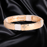 Stretch Bracelet Hammered Gold Cross