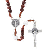 White Lava Bead Monte Cassino Collection Wood Cord Rosary
