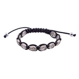 Black First Communion Medal Macrame Bracelet