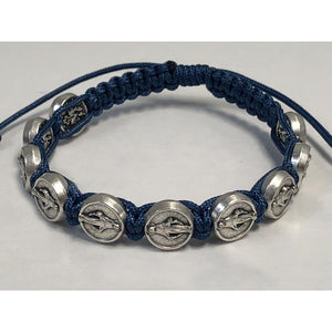 Miraculous Medal Children's Size Blue Slip Knot Bracelet