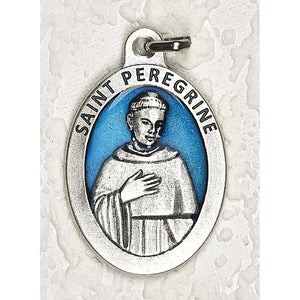 Saint Peregrine Blue Enamel Medal
