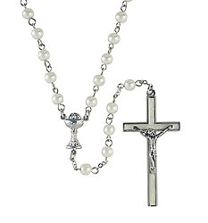 First Communion Rosary - White