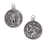 St. Christopher Oxidized Medal with Holy Card set-prayer for travelers