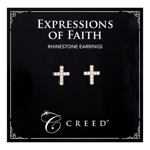 Creed® Rhinestone Cross Earring - Gold