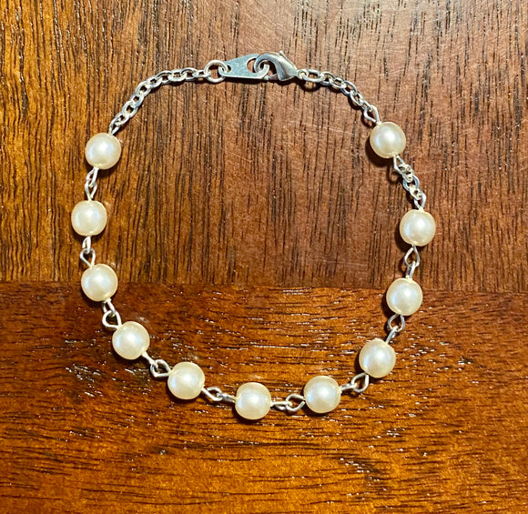 Rosary Bracelet 6mm ivory pearl