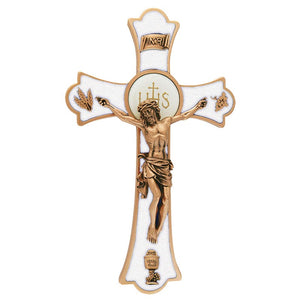 CRUCIFIX--8" First Communion Holy Mass Crucifix - White