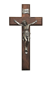 10" Walnut Crucifix with pewter corpus