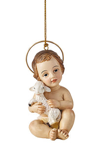 Baby Jesus with Lamb Ornament - 3/pk